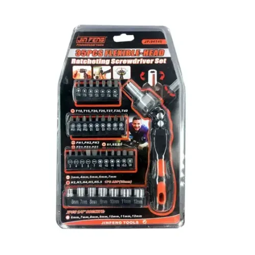 پیچ گوشتی جغجغه ای سانشنگ مدل SS-94145 بسته 35 عددی