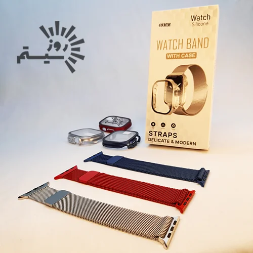 بند ساعت هوشمند مدل Magnetic به همراه قاب و محافظ شیشه  مناسب برای اپل واچ 49mm